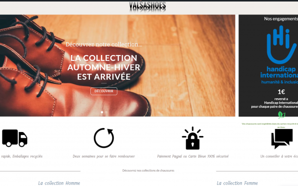 Site sous WordPress de vente en ligne de chaussures